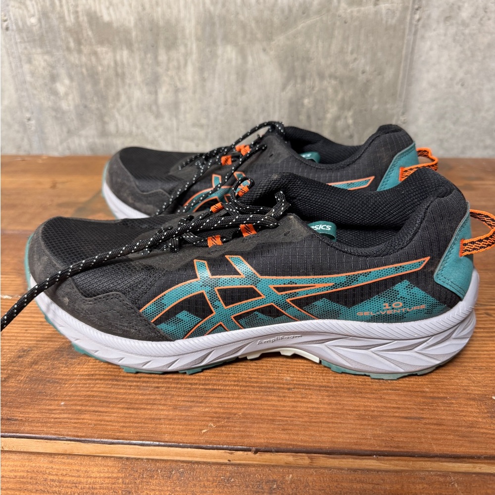 Asics Men's GEL-Venture 10 Size 10 Black and Teal Athletic Sneakers